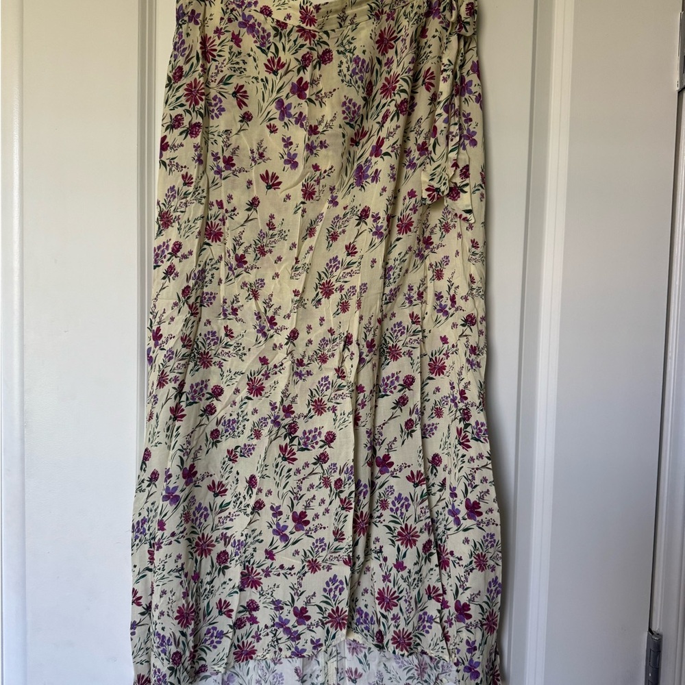 Velvet Cream and Purple Floral A-Line Skirt